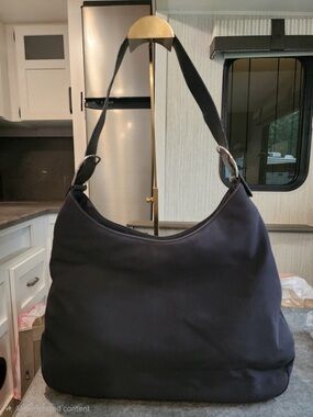 Salvatore Ferragamo Black Hobo Shoulder Bag with Silver Hardware